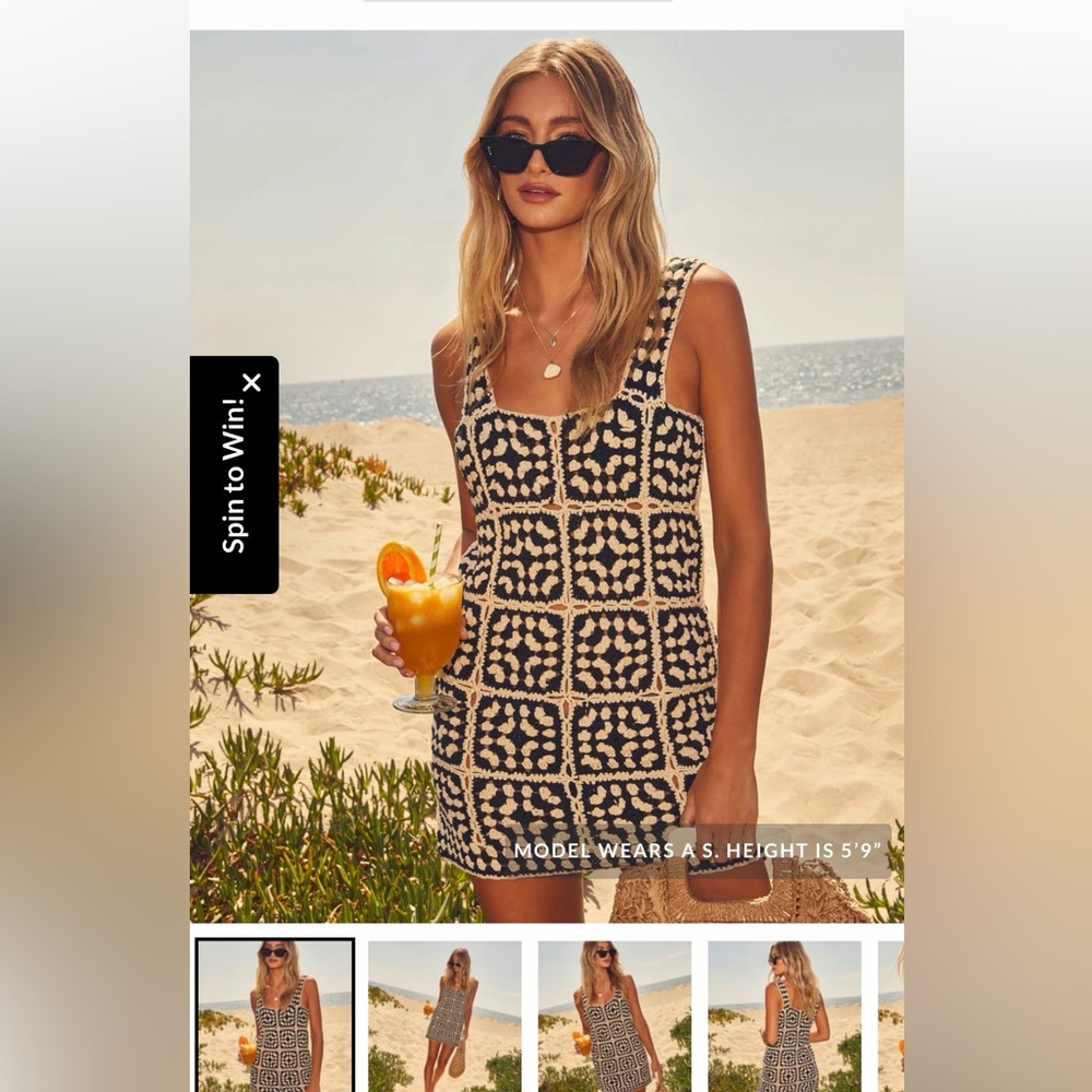 Vici Black and Cream Crochet Mini Dress